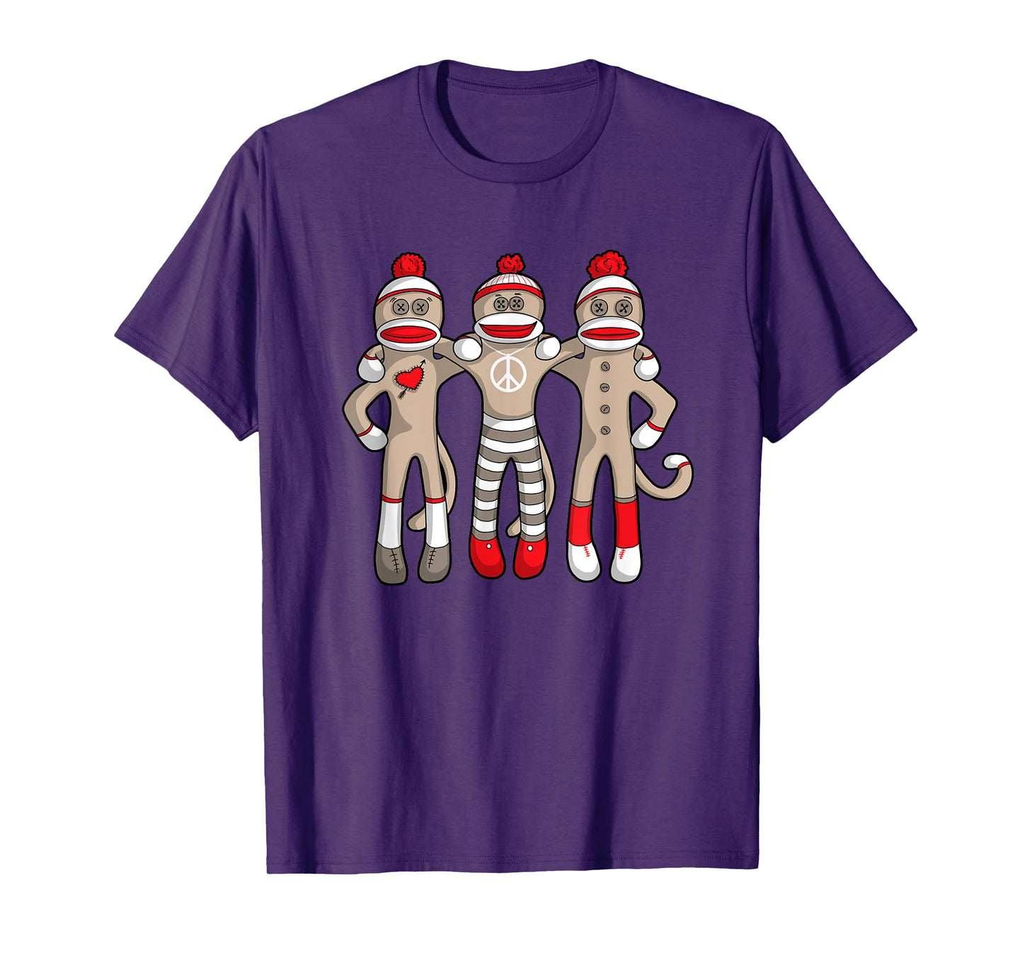 Peace Love Best Friends Hug Sock Monkey Christmas Holiday T-Shirt