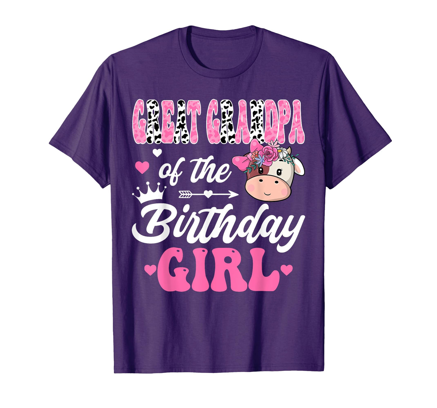 Great Grandpa Of The Birthday Girl Farm Cow 1St Bday Girl T-Shirt