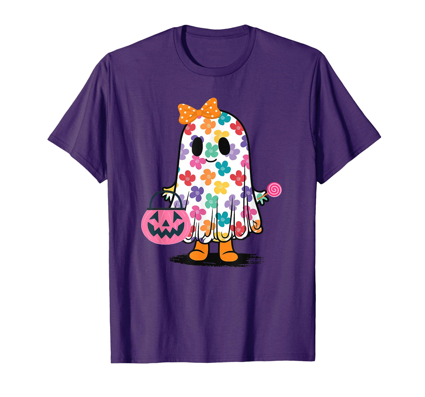 Cute Girly Ghost Flower Spooky Season T-Shirt