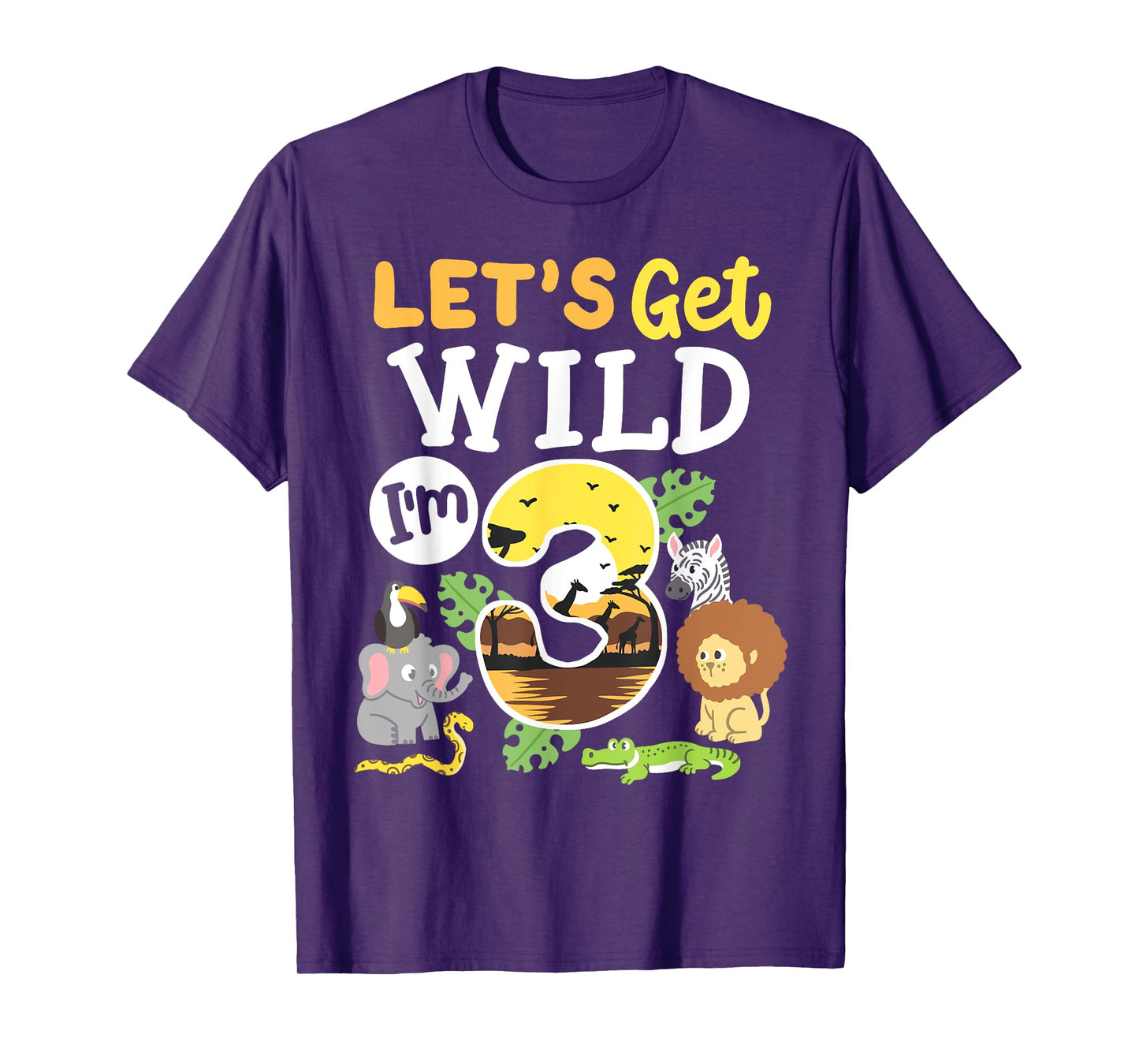 Jungle Safari Let's Get Wild 3rd Birthday Zoo 3 Year Old Kid T-Shirt