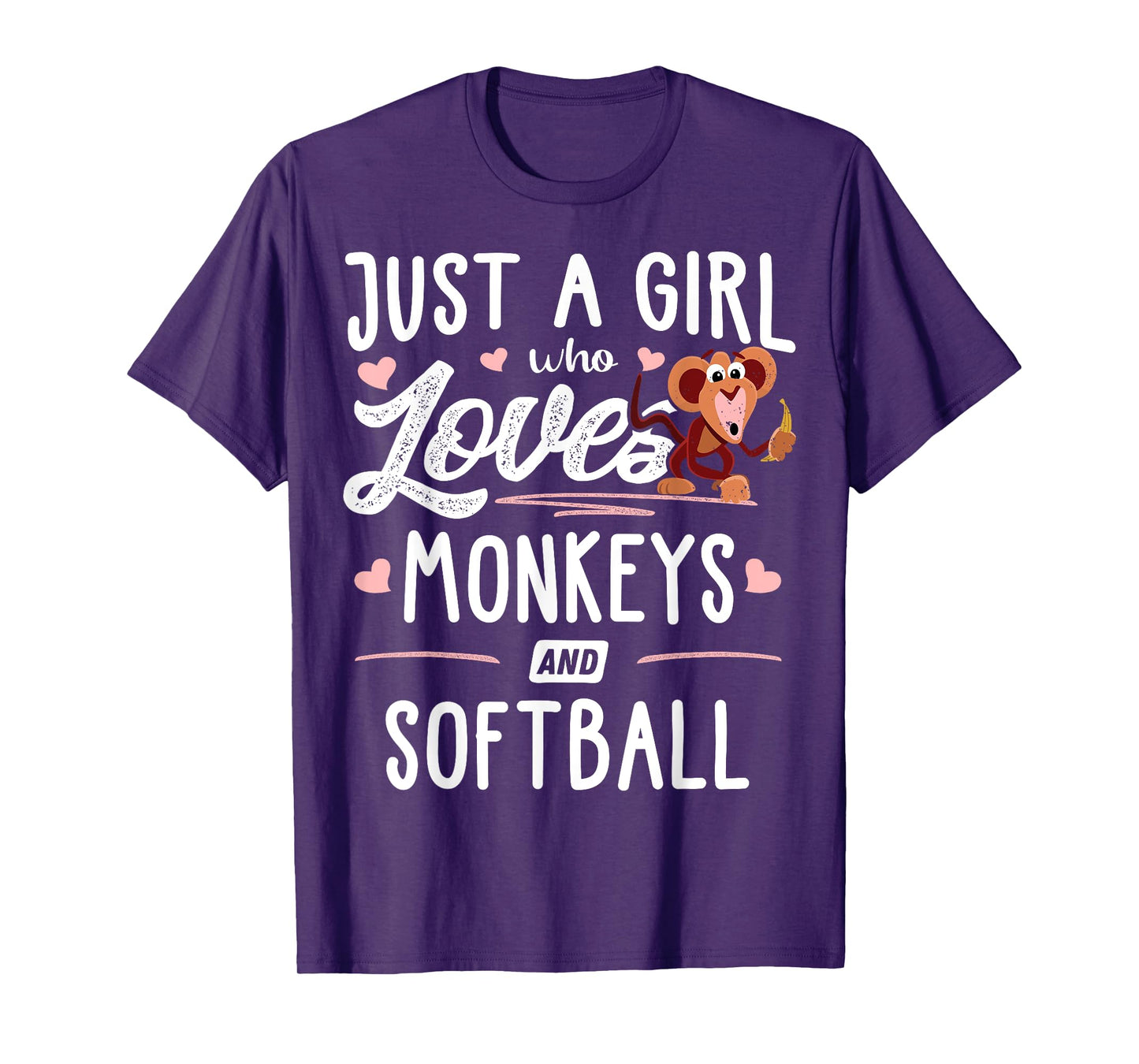 Just A Girl Who Loves Monkeys And Softball Gift Women T-Shirt