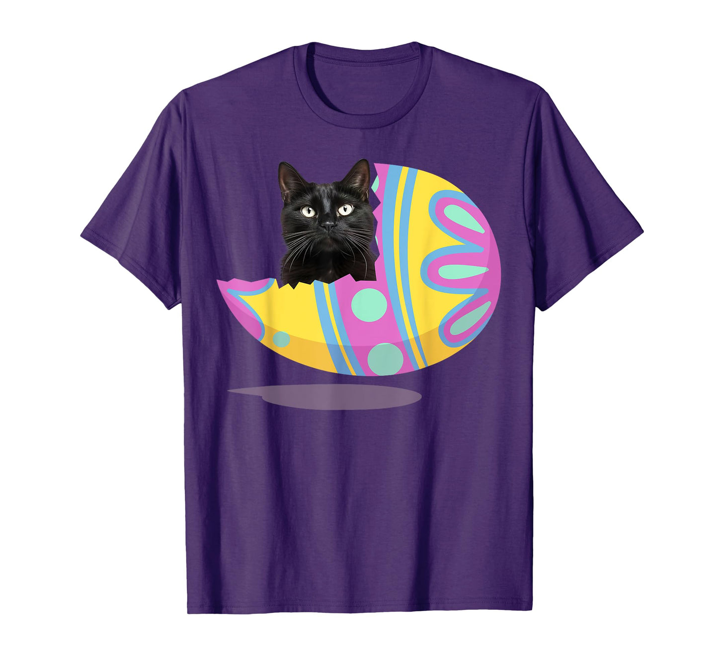 Funny Black Cat Easter Egg Happy Easter Day 2024 Men Women Girls Kids T-Shirt