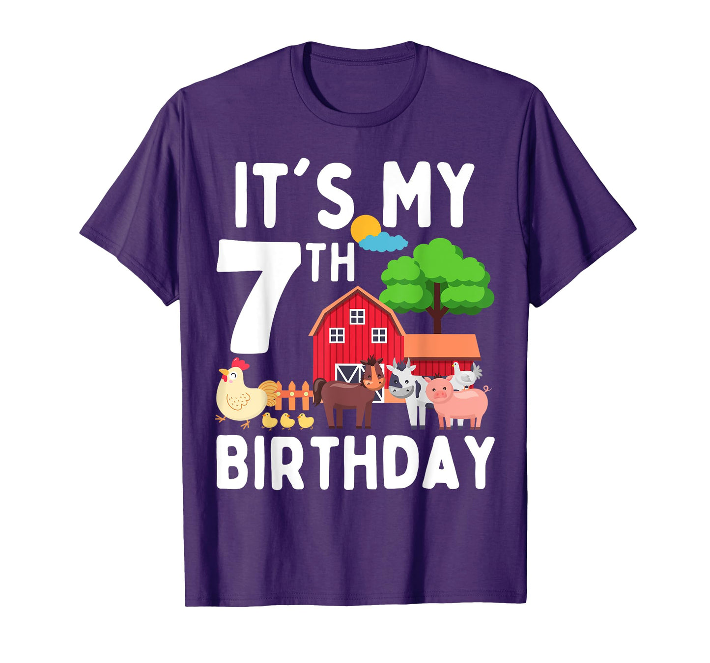 It's My 7th Birthday 7 Years Old Farm Animals Theme for Kids T-Shirt