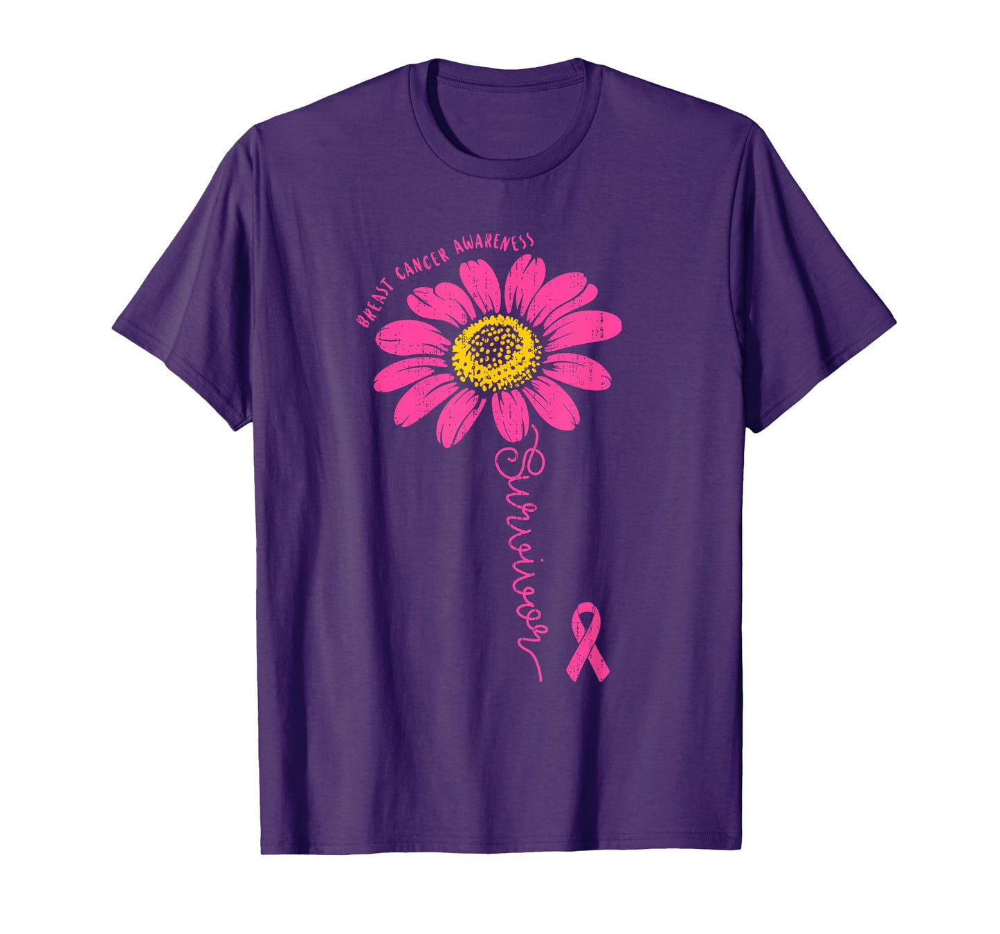 Survivor Flower Breast Cancer Awareness Pink Ribbon Support T-Shirt
