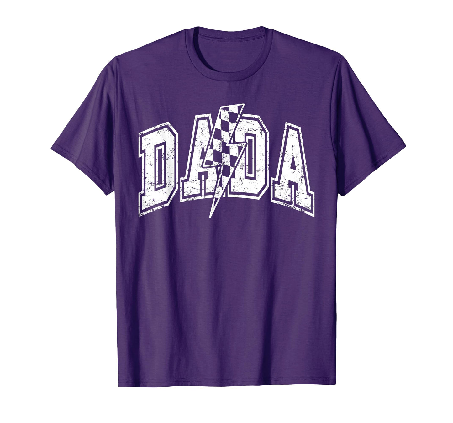 Dada Lightning Bolt Checkered Varsity Dad Men Father's Day T-Shirt