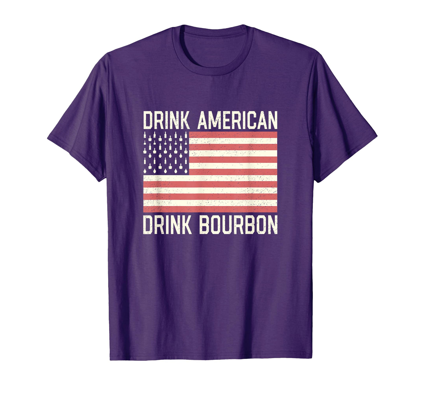 Drink American Bourbon Bottles American USA Flag T-Shirt
