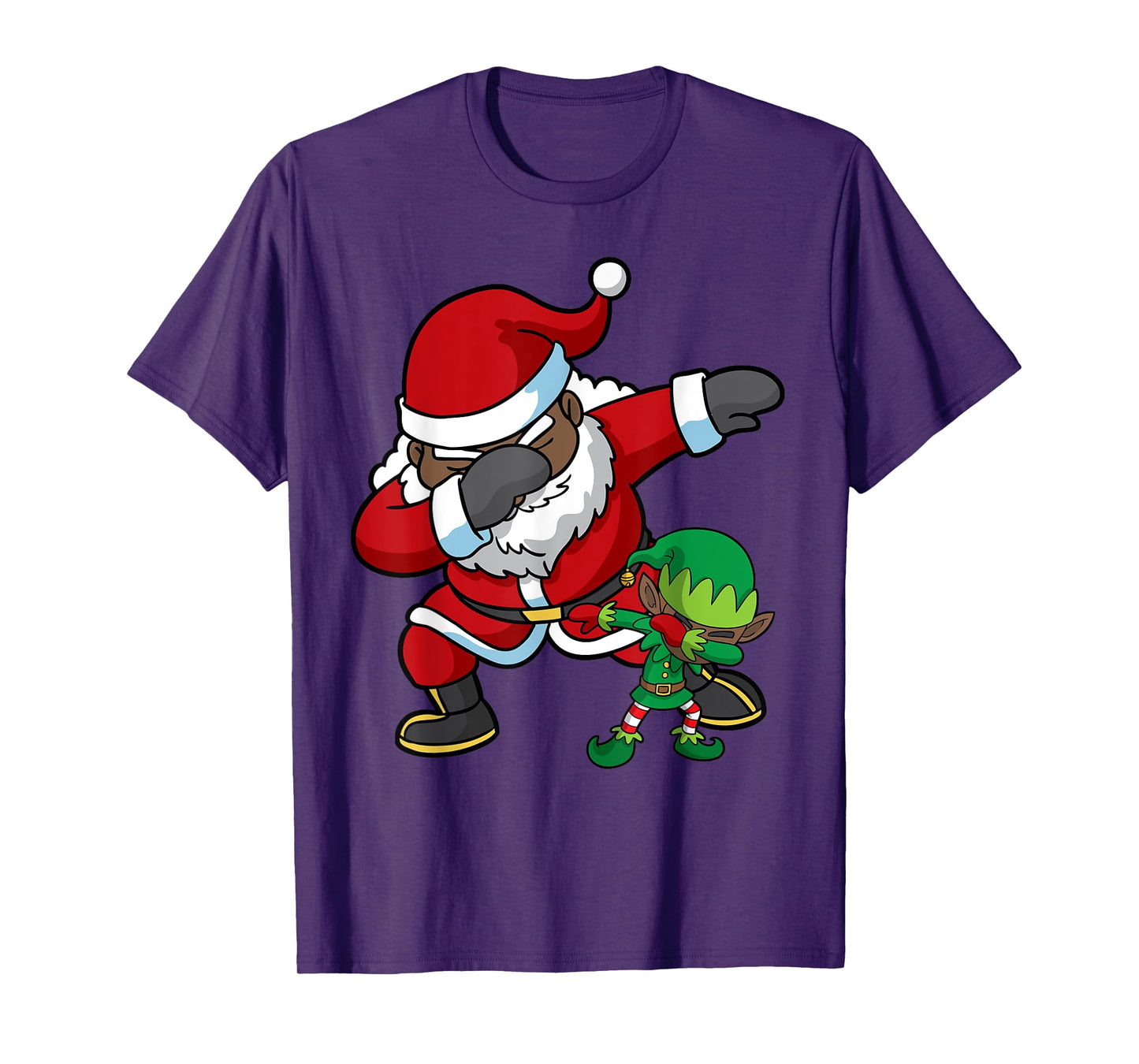 Christmas African American Dabbing Santa Claus Elf Dab Gift T-Shirt