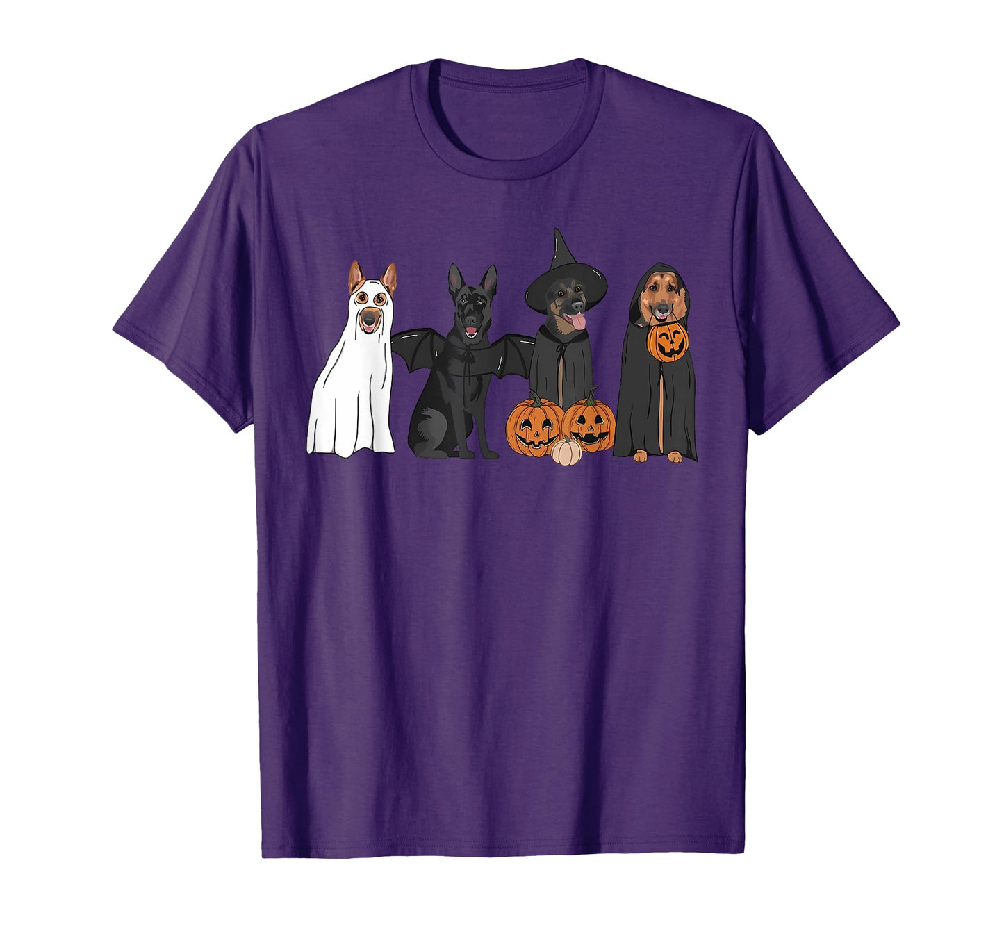 German Shepherd Dogs Lovers Ghost Witch Halloween Spooky T-Shirt