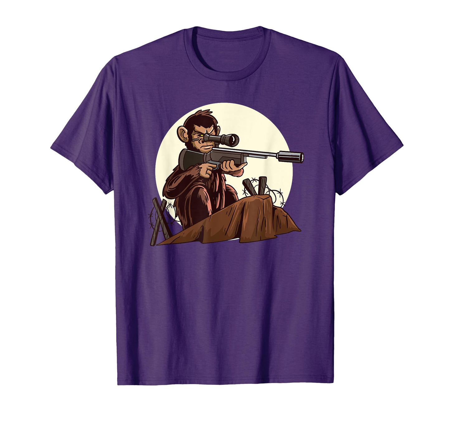 Monkey with a rifle funny gaming video game gift T-Shirt