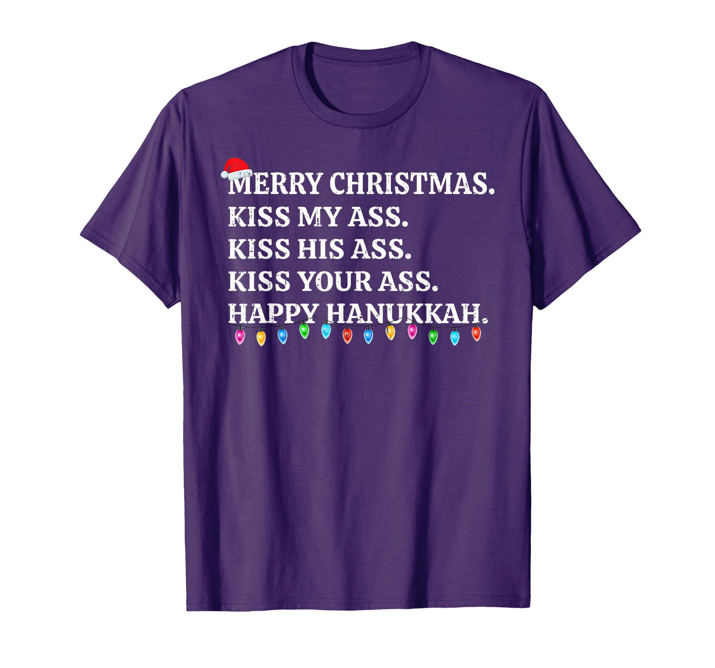 Merry Christmas Funny Kiss My Ass Xmas Men & Women Unisex-Adults T-Shirt Black Small Modern Crew Neck Short Sleeve T-Shirt Winter