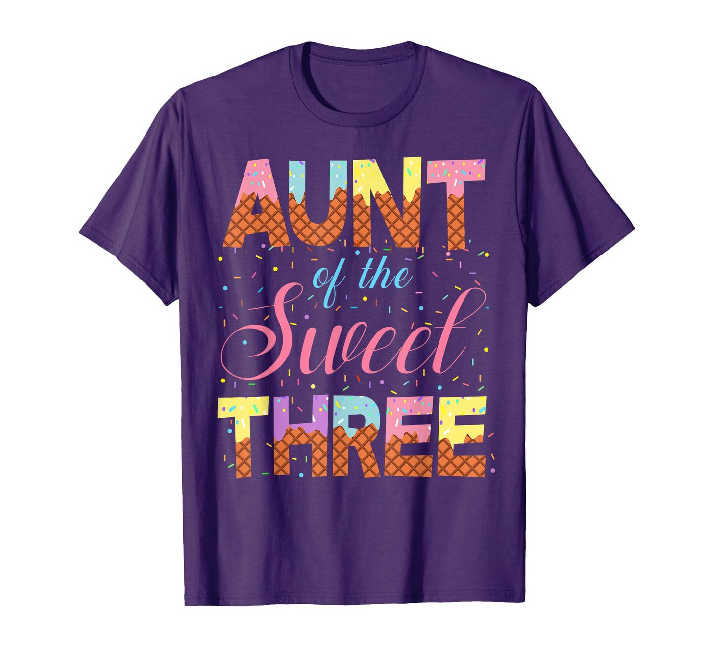 Aunt Of The Sweet Three 3rd Birthday Girl Ice Cream Party T-Shirt