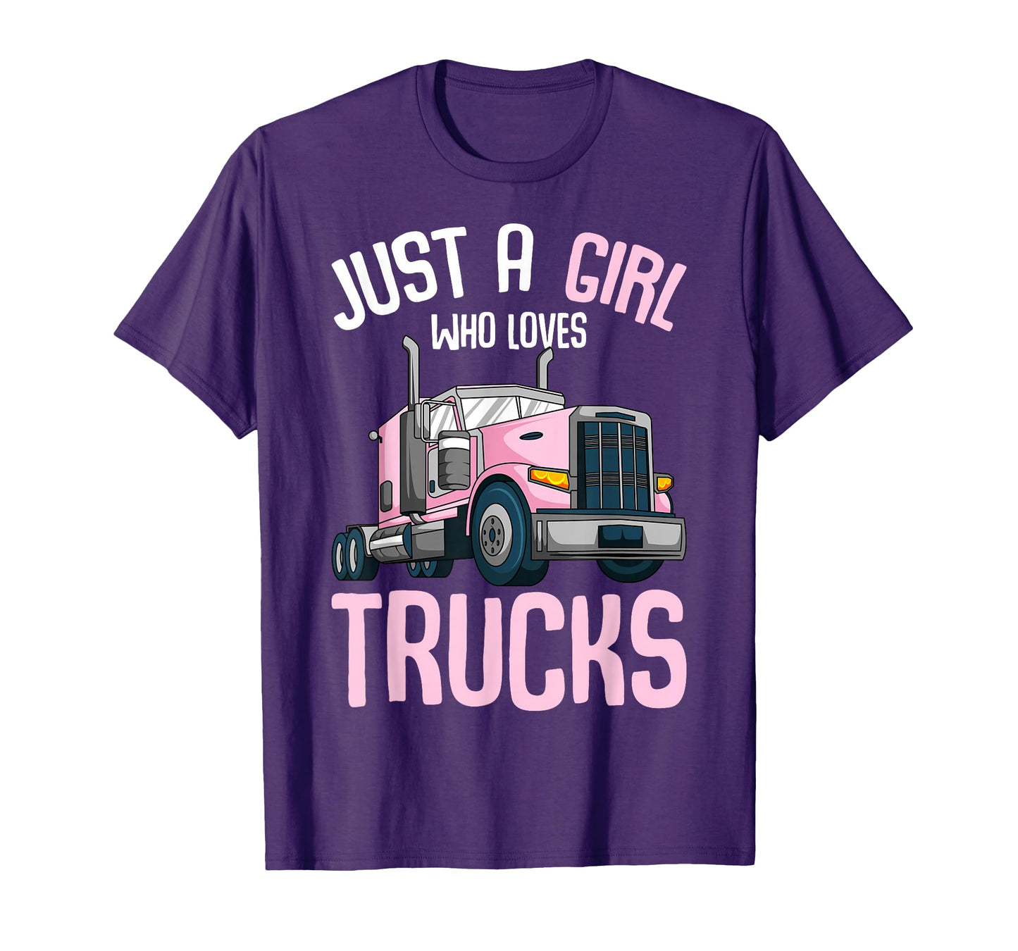 Just A Girl Who Loves Trucks Semi Truck Trucker Kids Girls T-Shirt