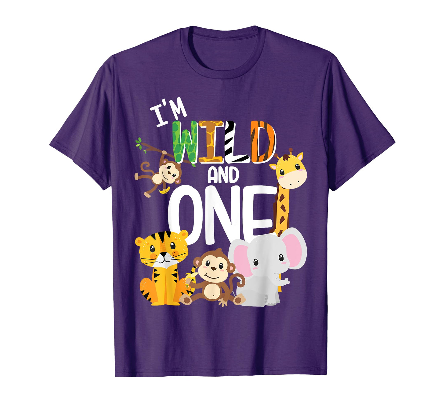 I'm Wild and One Zoo Theme Birthday Safari Jungle Animals T-Shirt