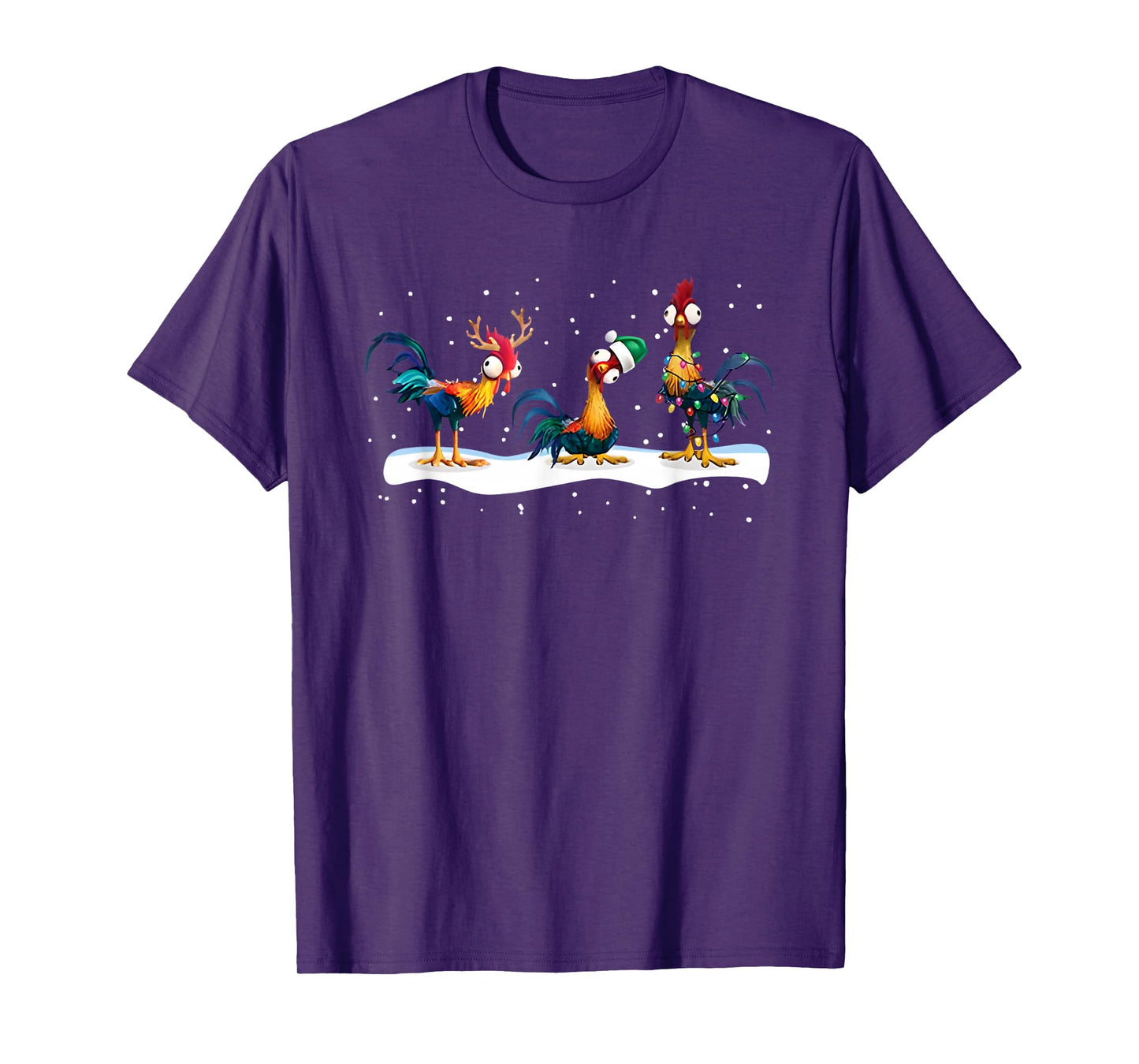 Hei Hei Chicken Christmas T-Shirt - Unisex, Black, Short Sleeve, Small