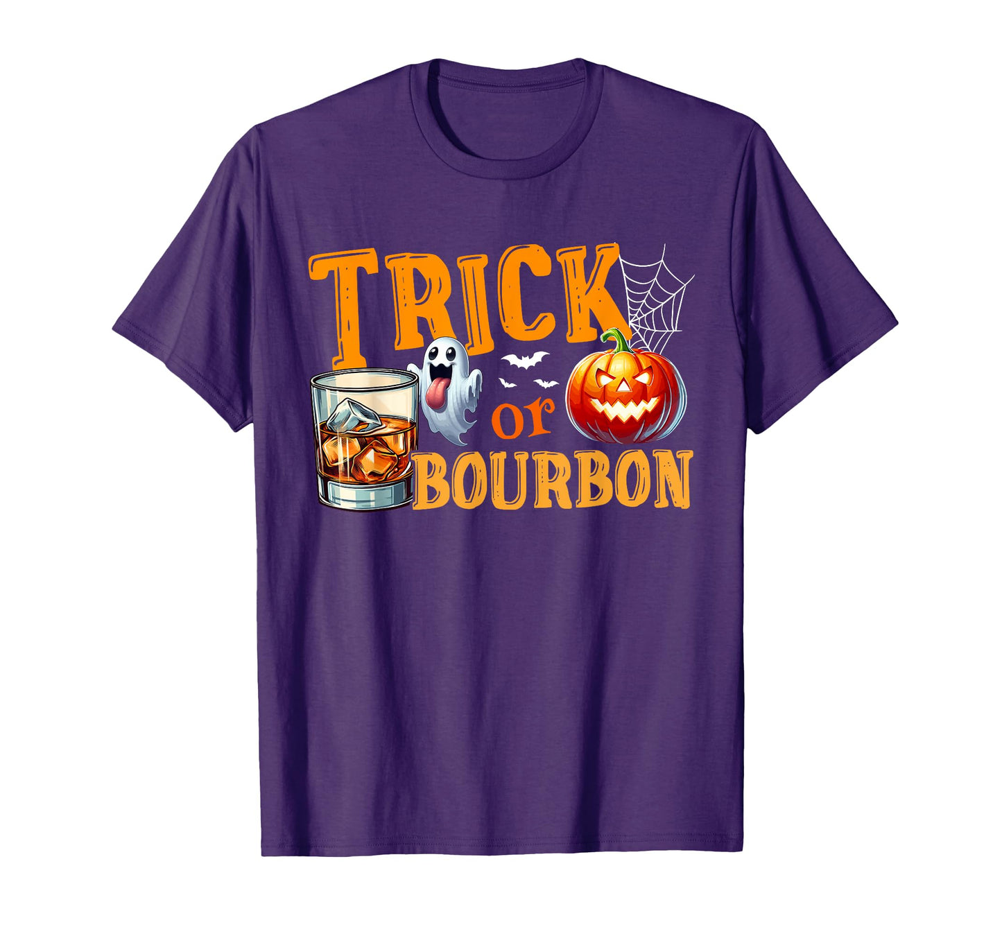Trick Or Bourbon Halloween Bourbon Glasses Boo Funny Drunker T-Shirt