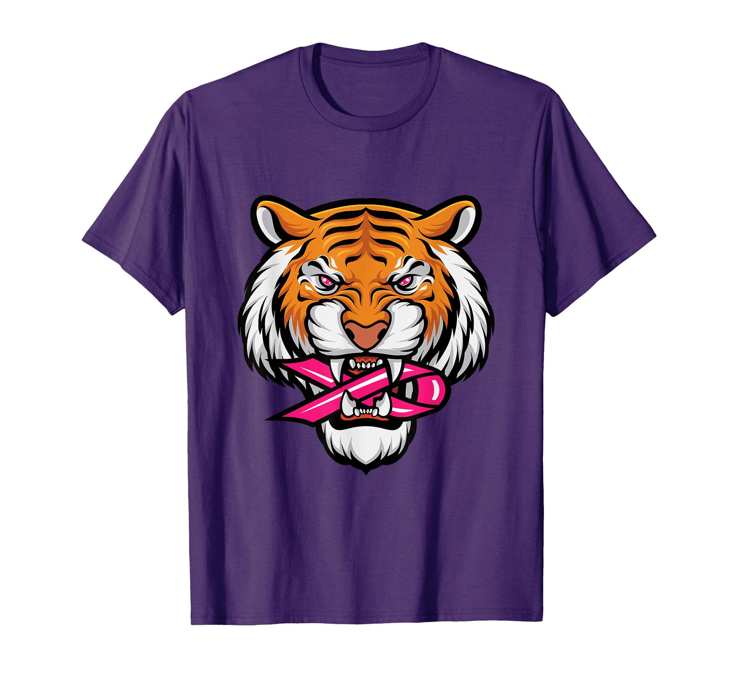 Tiger Pink Ribbon Breast Cancer Awareness Animal Warrior T-Shirt