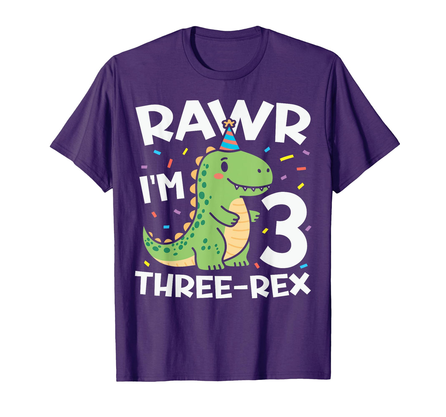 Rawr I'm 3 Cute Three-Rex T-Rex 3rd Birthday Dinosaur Party T-Shirt