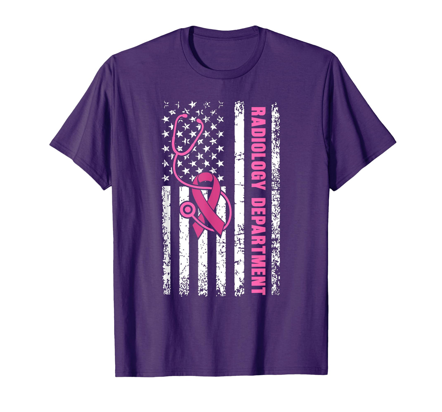 Radiology Department Breast Cancer Awareness USA Flag Nurse T-Shirt