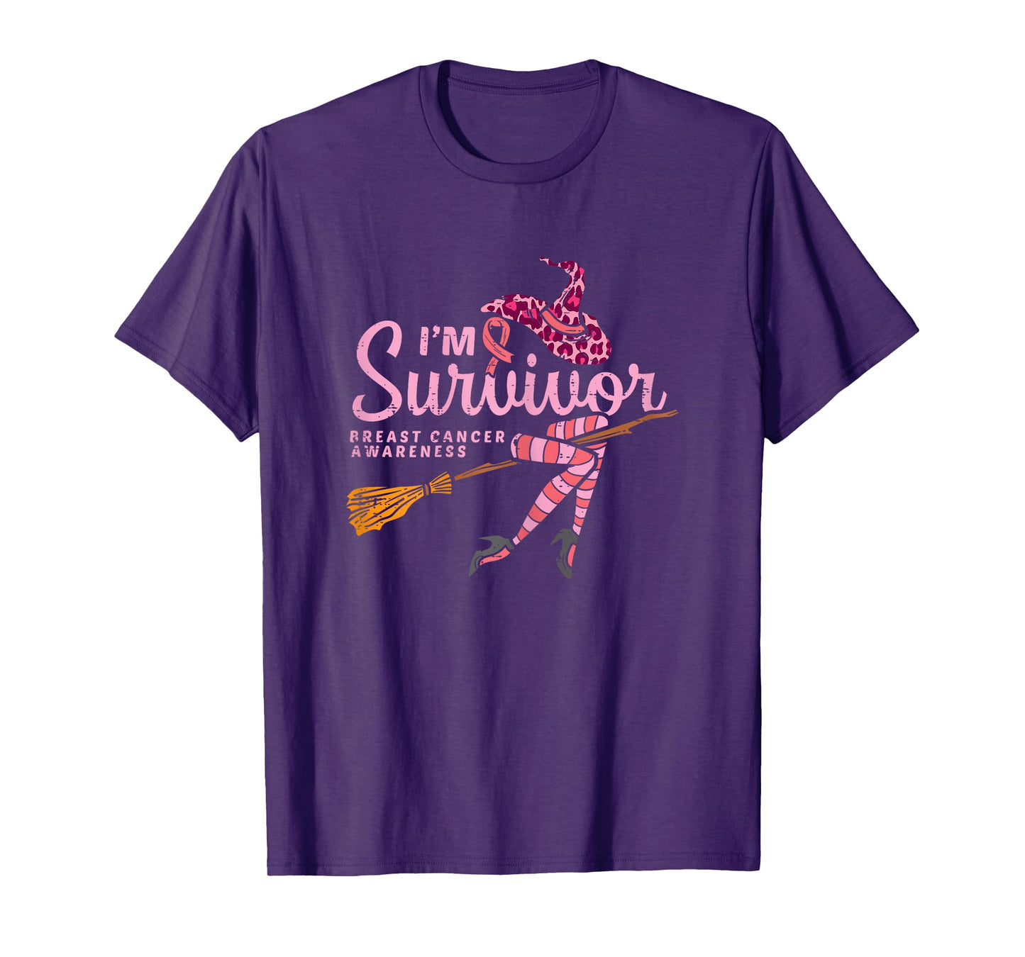 Witch Im A Survivor Halloween Breast Cancer Awareness Women T-Shirt