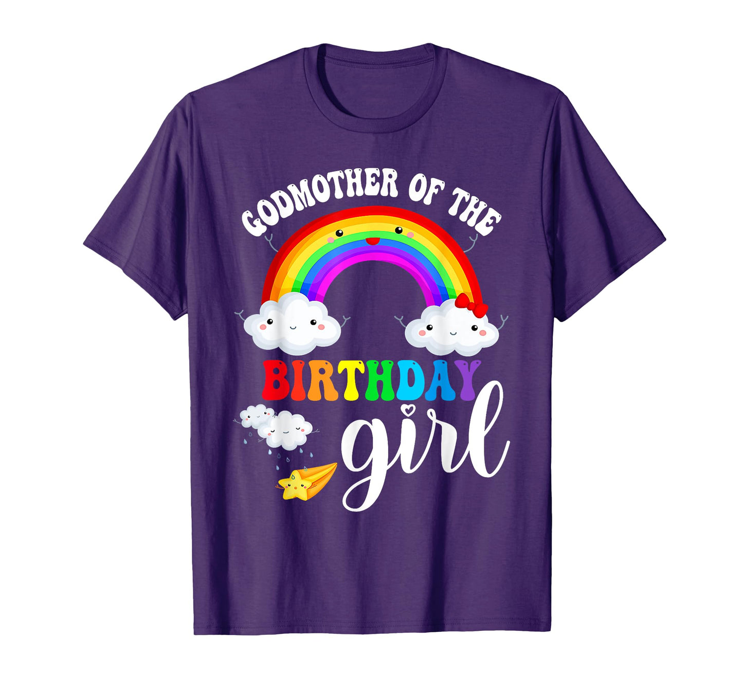 Godmother of The Birthday Girl Rainbow B-Day Matching Family T-Shirt