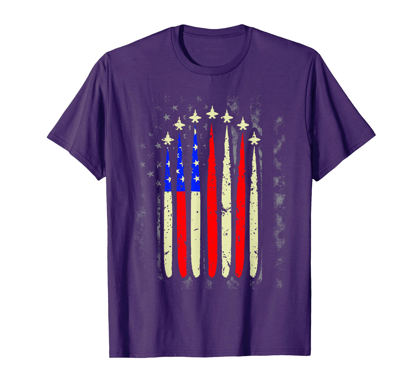 4th of July Jet Fighter American Flag Patriotic Hero Flying Women Kids Men T-Shirt