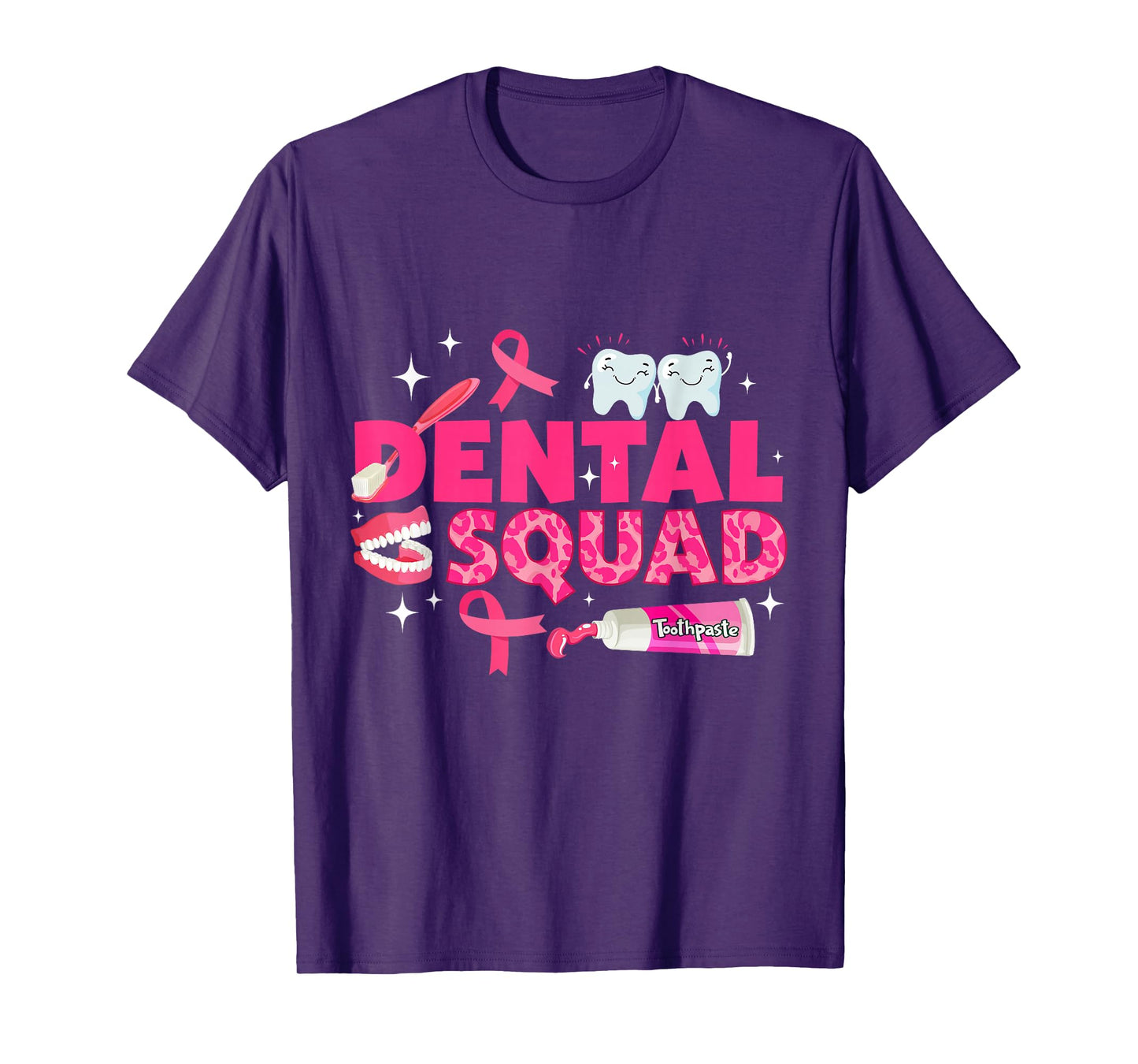 Dental Squad Teeth Pink Ribbon Breast Cancer Awareness T-Shirt
