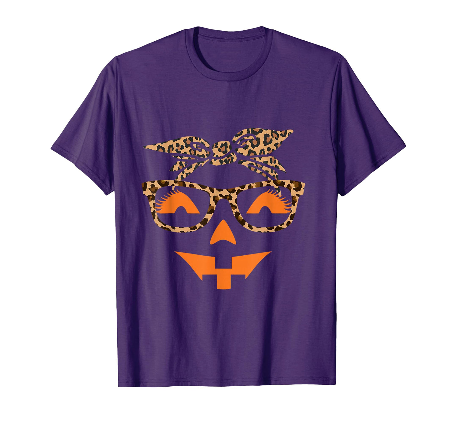 Jack O Lantern Face Leopard Halloween Pumpkin Women T-Shirt