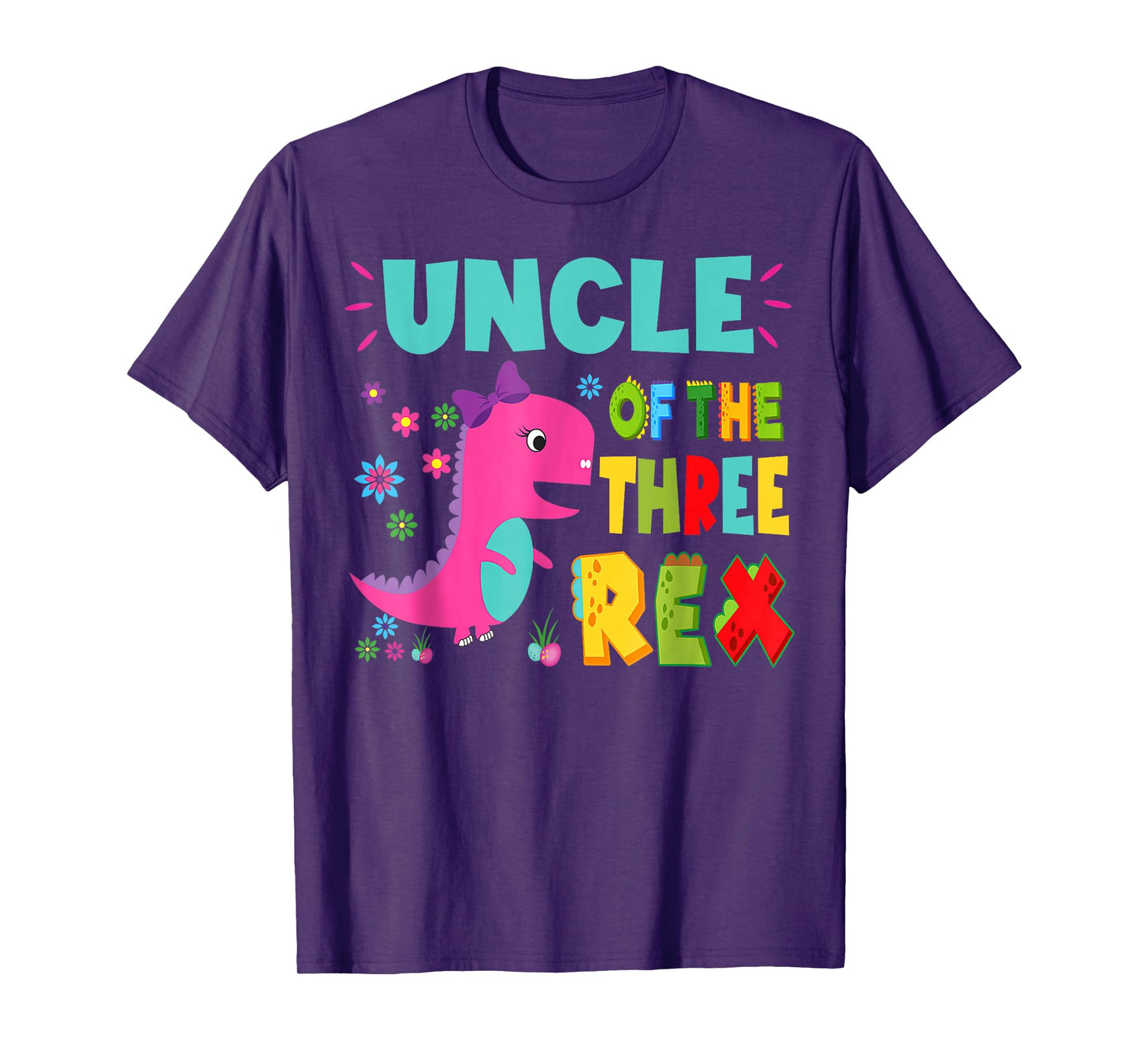 Uncle Of The Three Rex Birthday Dinosaur Family Matching T-Shirt