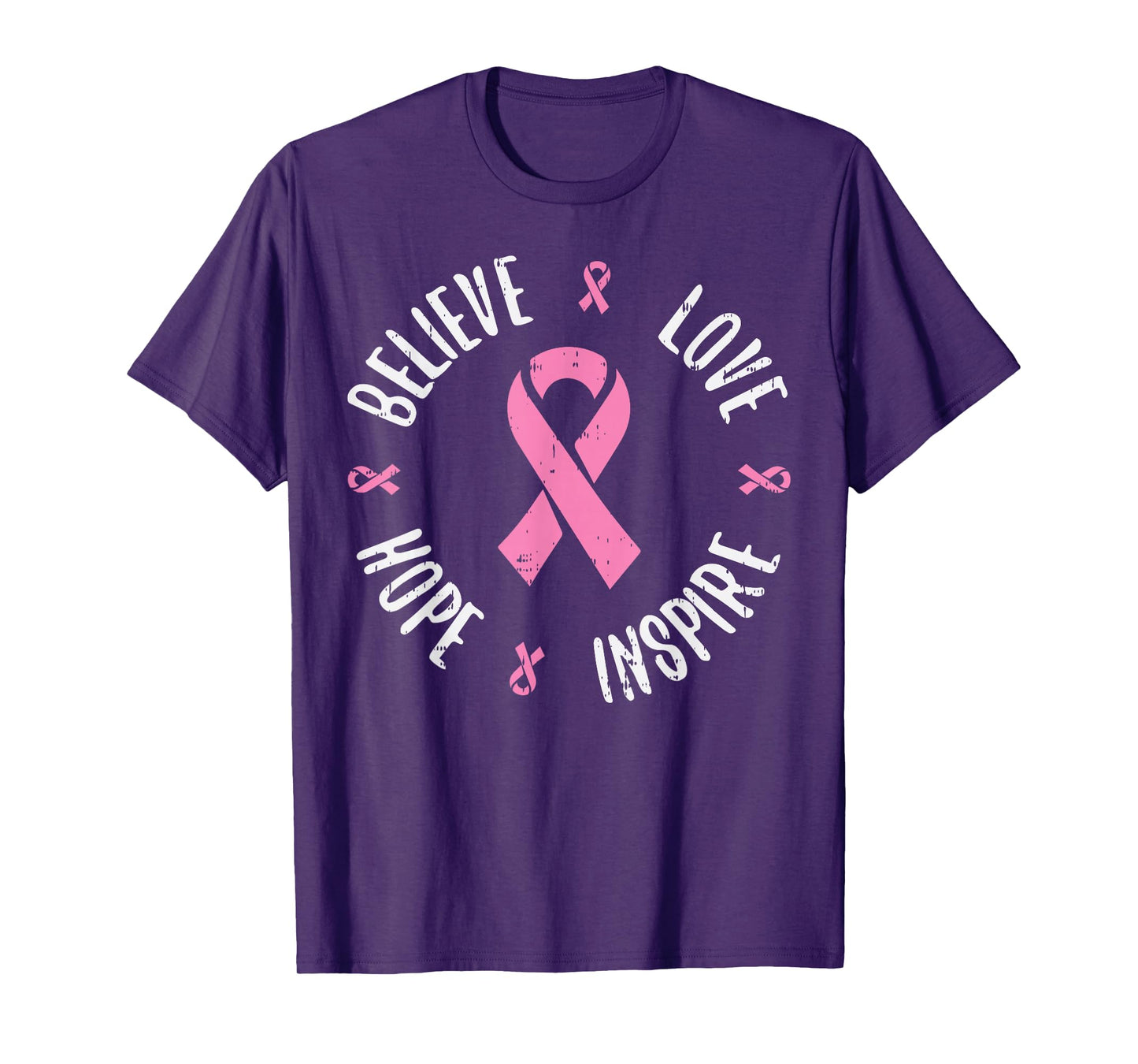 Believe Love Hope Pink Ribbon Breast Cancer Awareness Gift T-Shirt