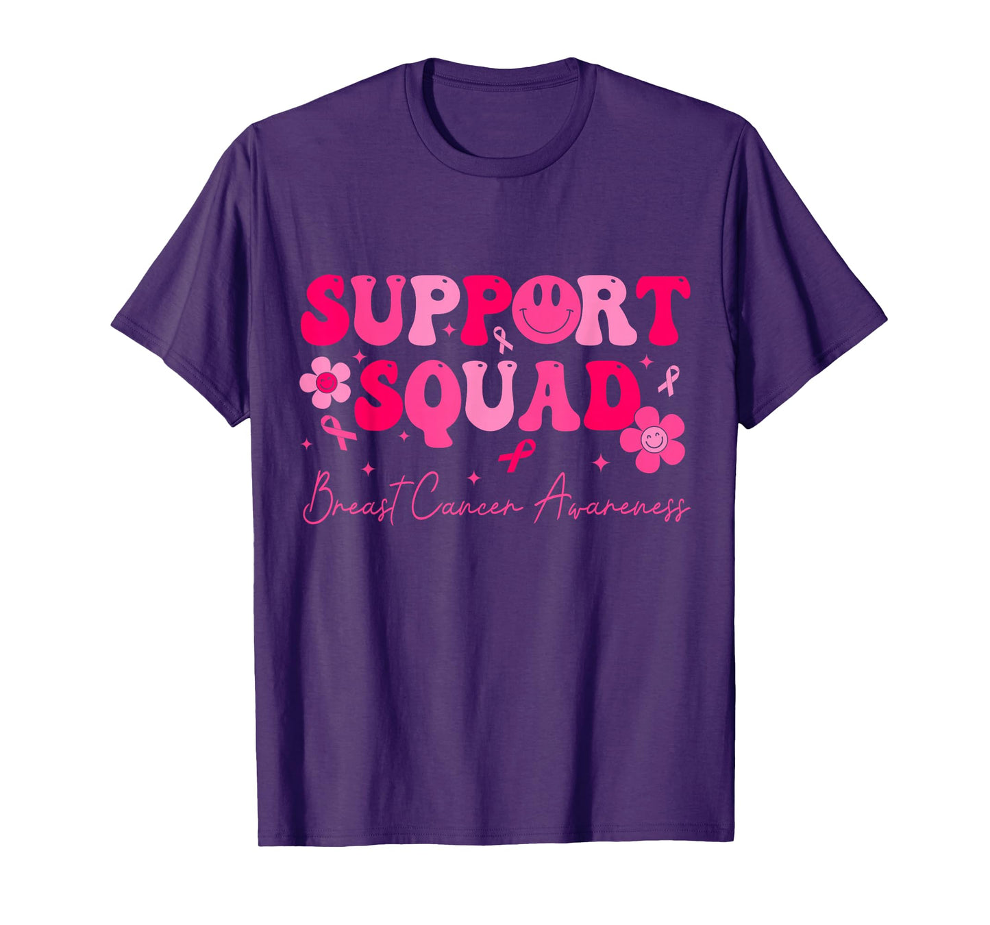 Retro Groovy Support Squad Breast Cancer Awareness T-Shirt