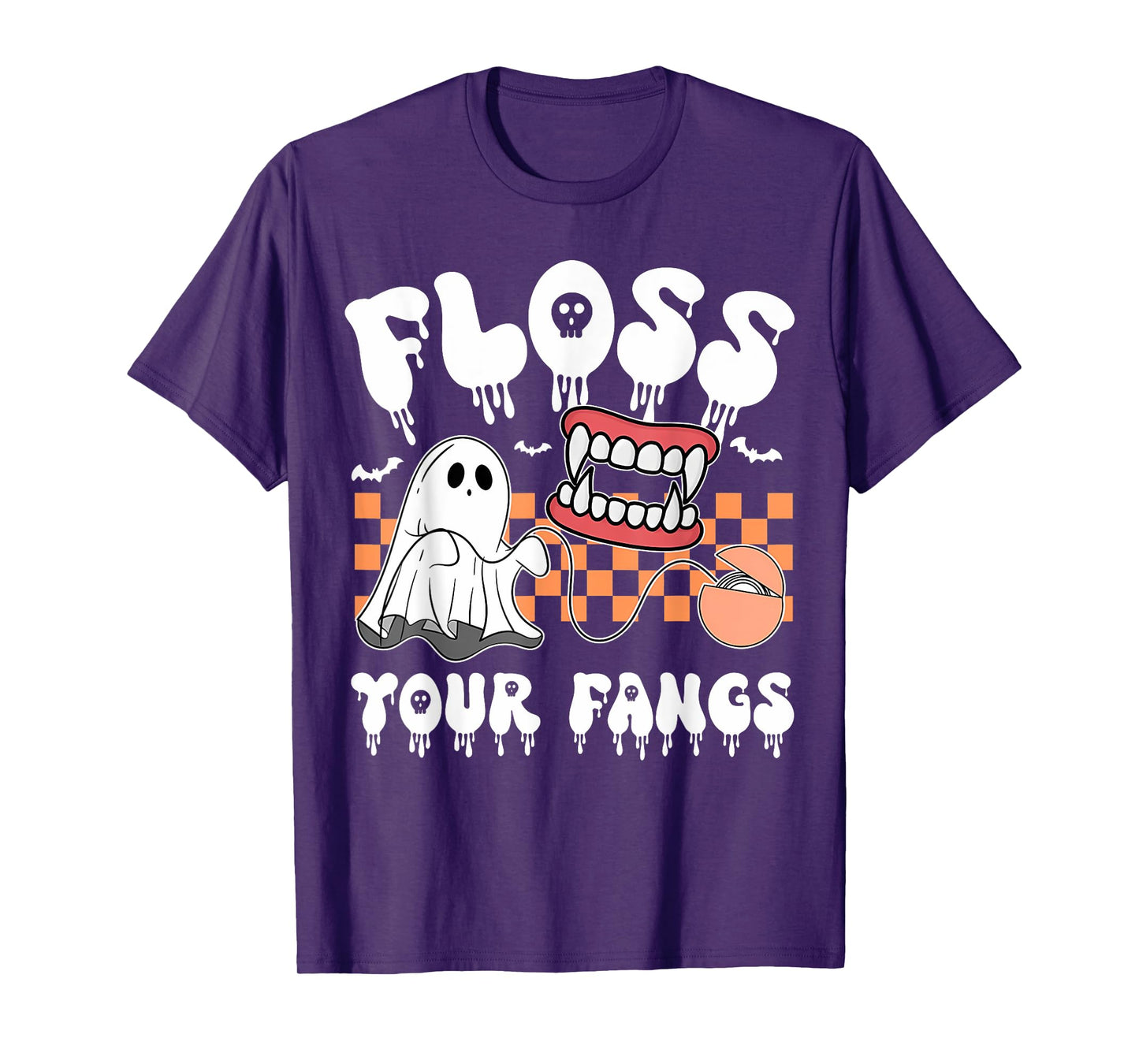 Floss Your Fangs Boo Dental Halloween Spooky Dentist T-Shirt