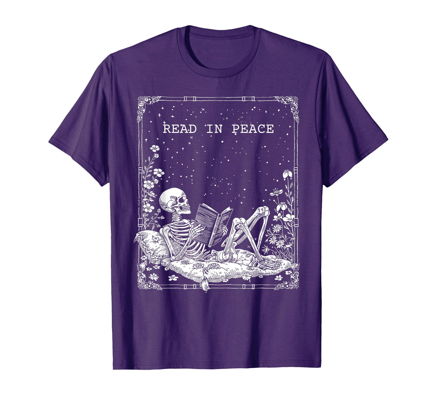 Read in Peace Skeleton Reading For Book Lover Kids Halloween T-Shirt