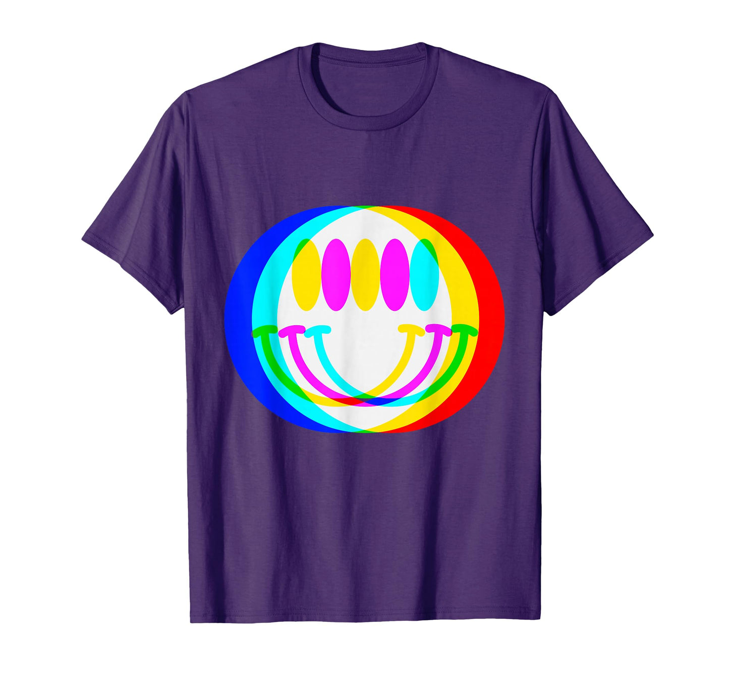 Trendy Happy Face EDM Music Festival Smile Face Illusion T-Shirt