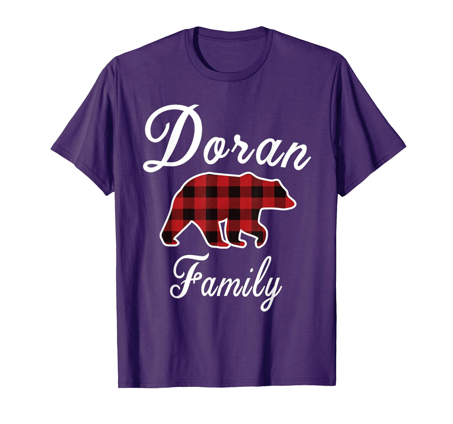 DORAN Family Bear Red Plaid Christmas Pajama Men Women Gift T-Shirt