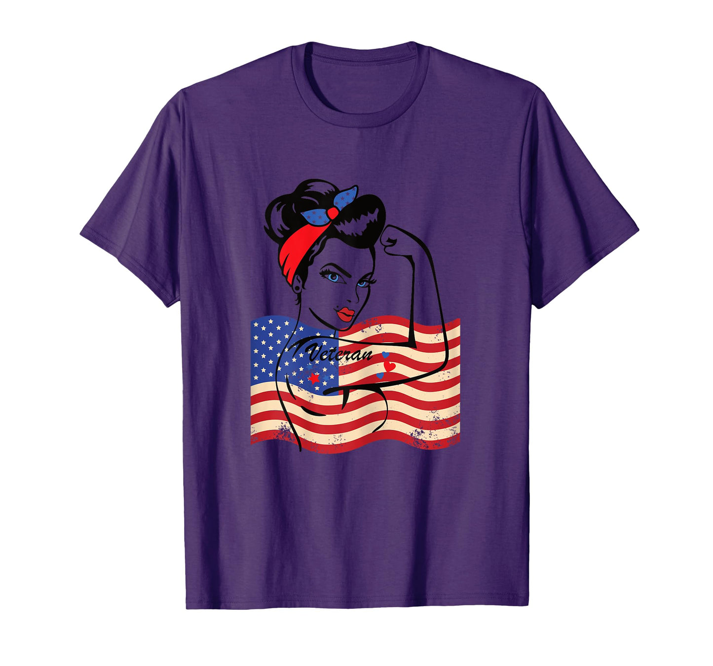Veteran Women Female Soldier Veterans Day American Flag T-Shirt