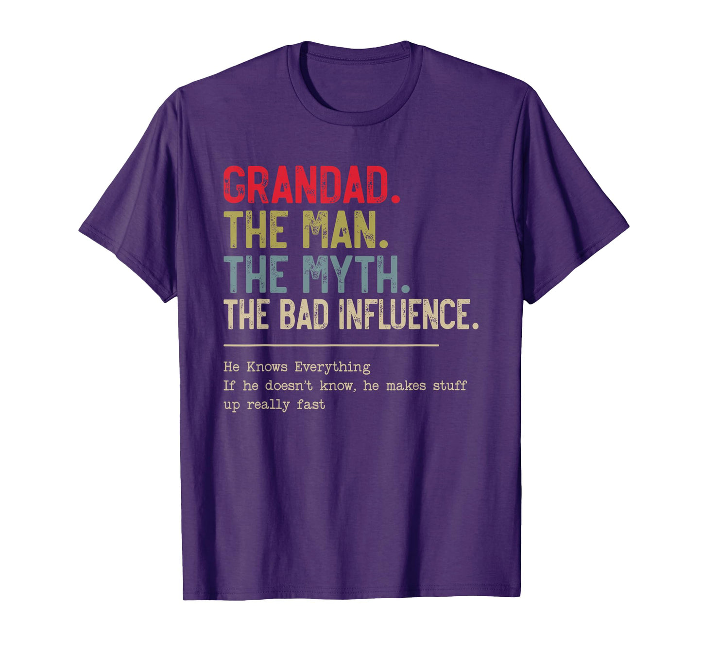 Grandad The Man The Myth The Bad Influence Funny Grandpa T-Shirt