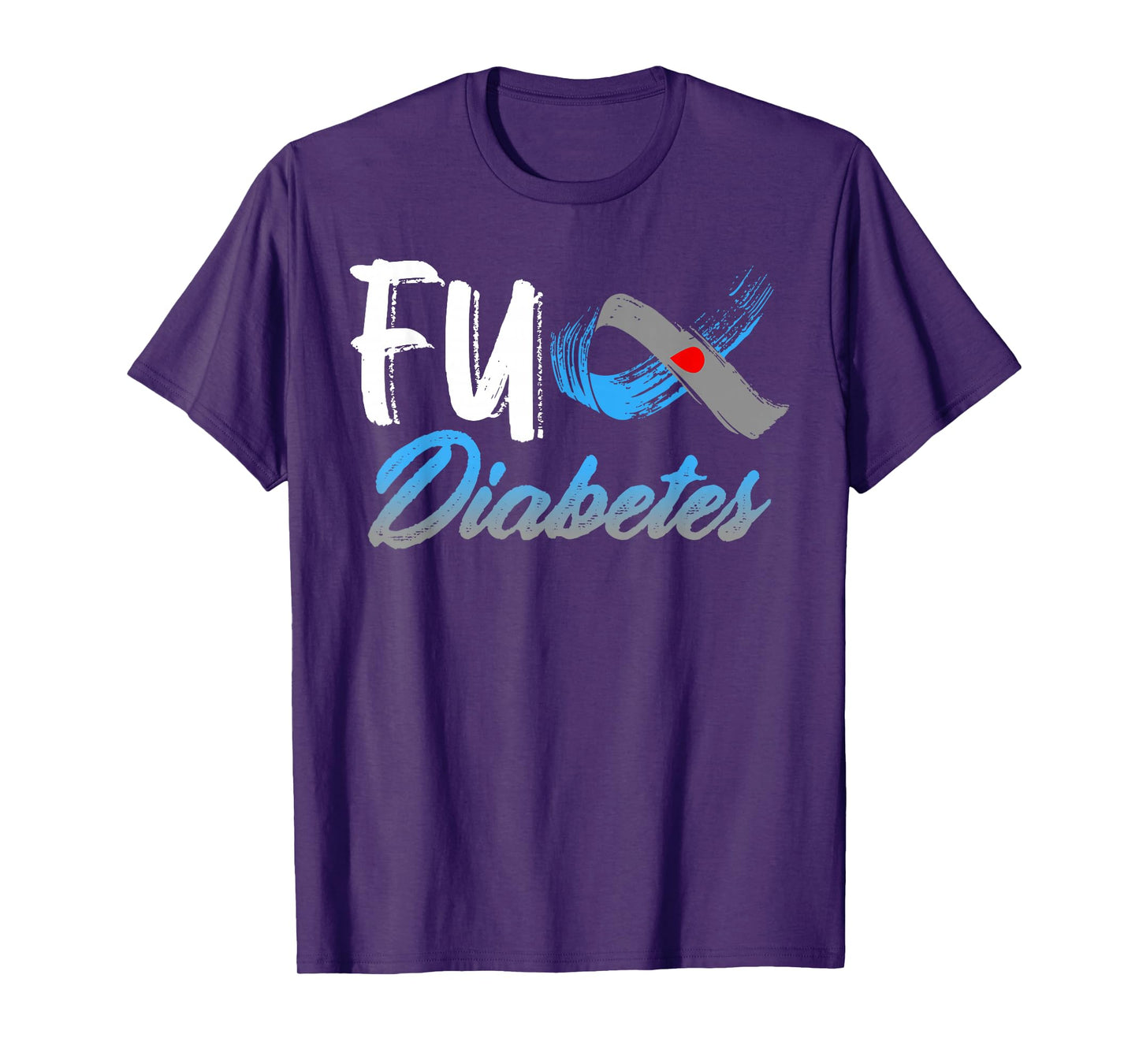Fuck Diabetes Awareness Warrior Survivor Blue Gray Ribbon T-Shirt