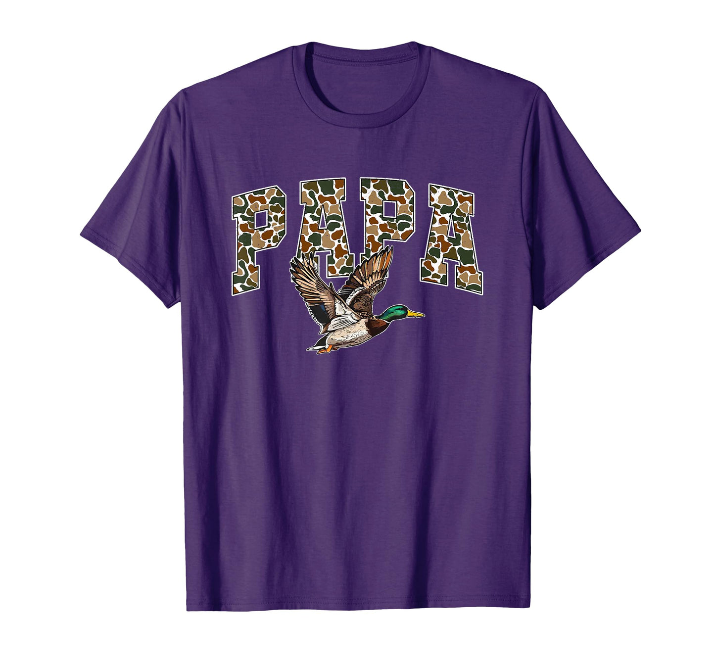 Mallard Duck Hunting Papa Retro Camouflage Dad Fathers Day T-Shirt
