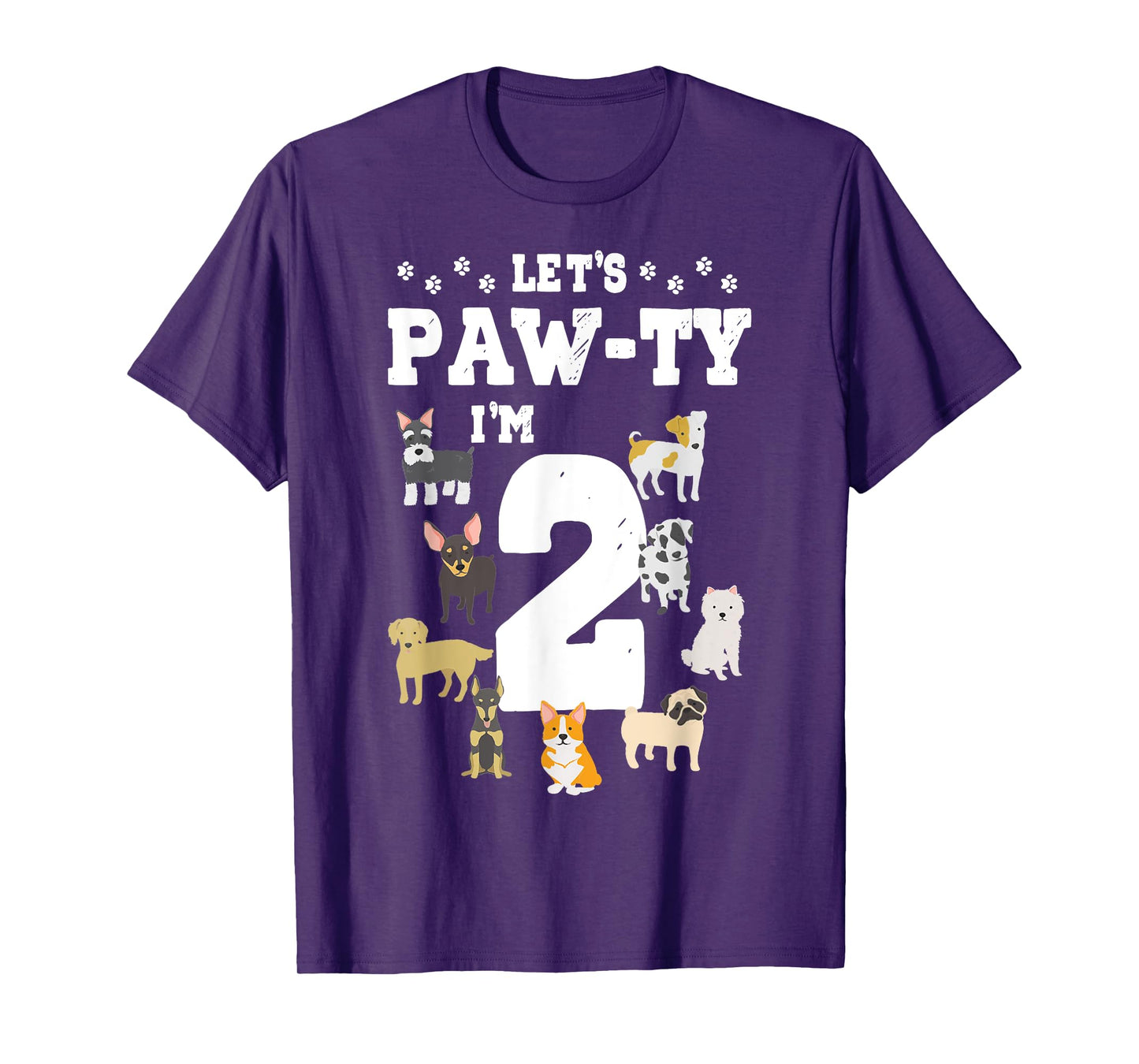 Let's Pawty I'm 2nd Birthday Puppy Dog Theme 2 Year Old T-Shirt