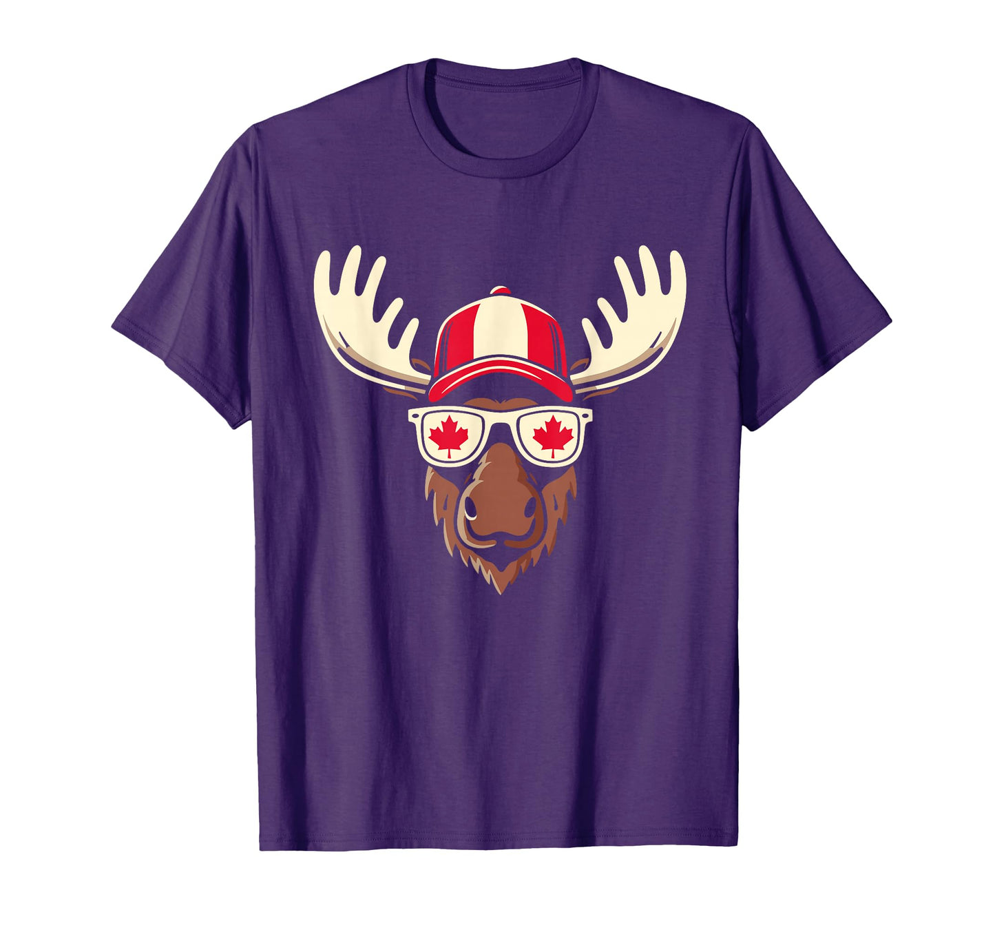 Canada Day Canadian Flag Maple Leaf Moose Sunglasses T-Shirt