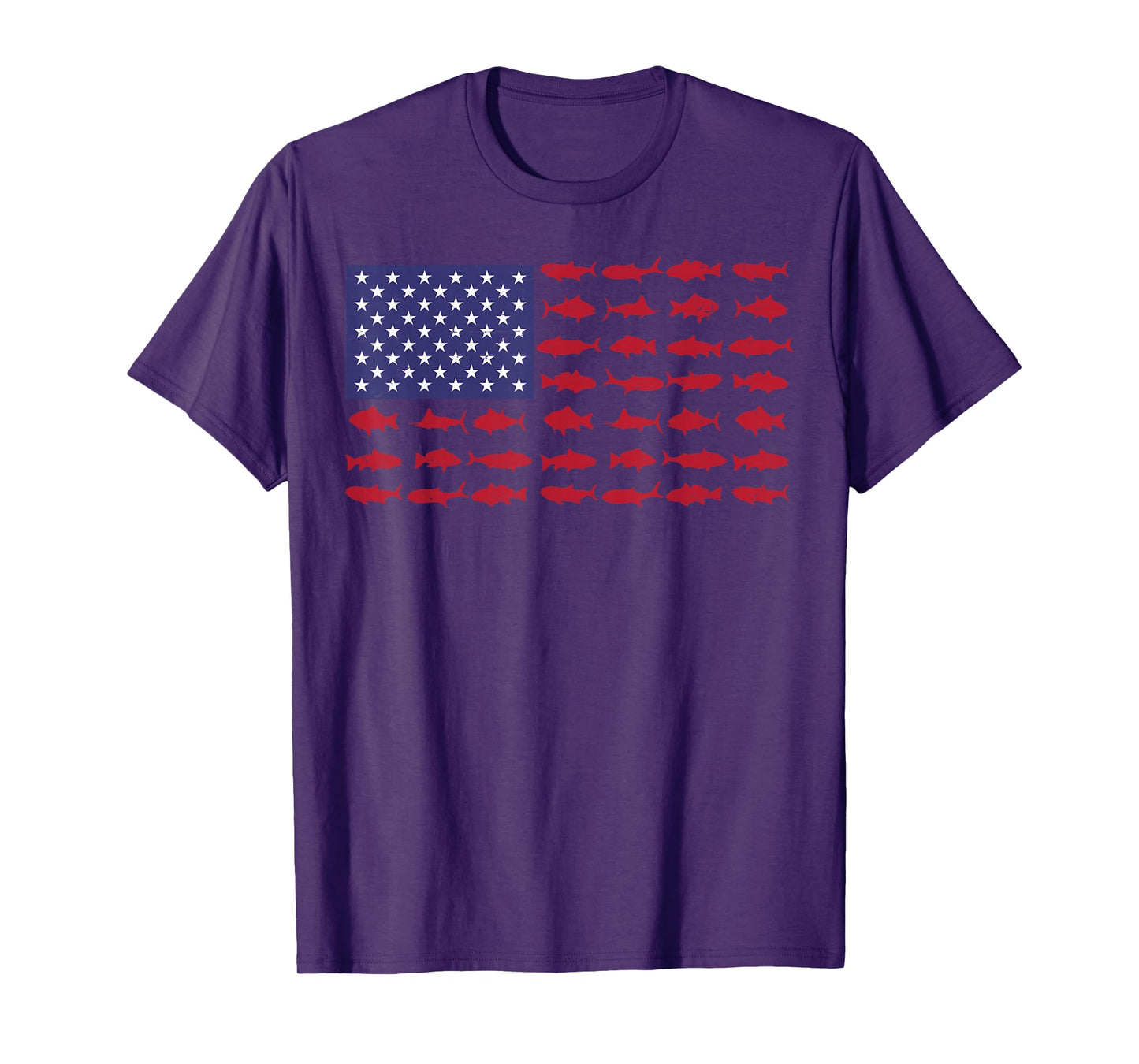 American Flag Fishing Men Kids Bass Fish Dad Funny Graphic T-Shirt