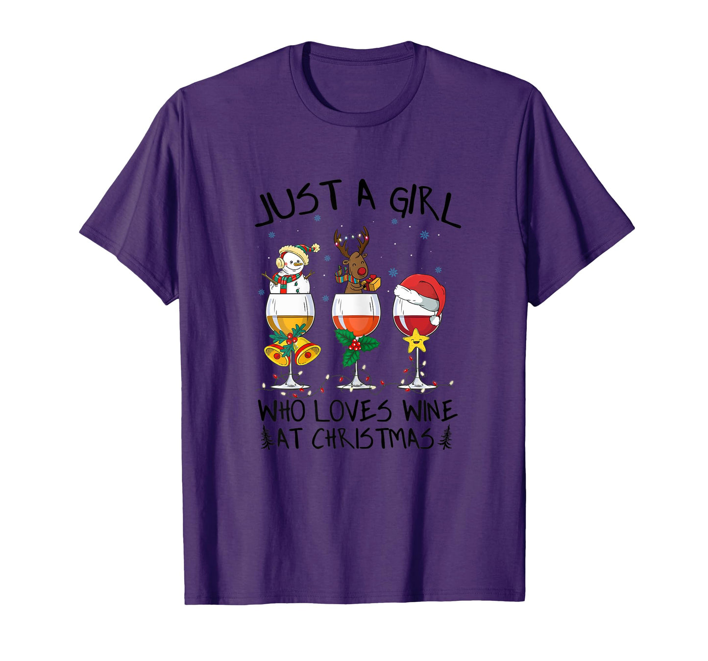 Womens Just a girl who loves Wine at Christmas Costume Xmas gifts T-Shirt