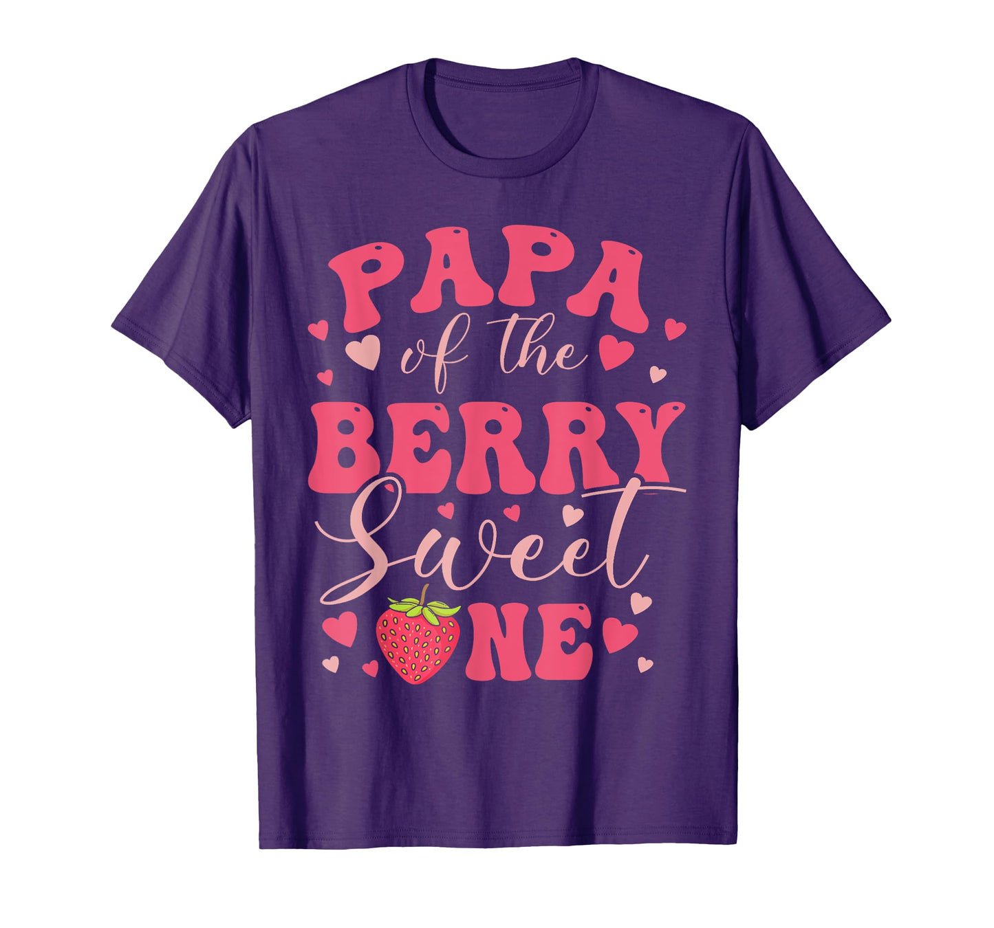 Papa Of The Berry Sweet One Strawberry First Birthday T-Shirt