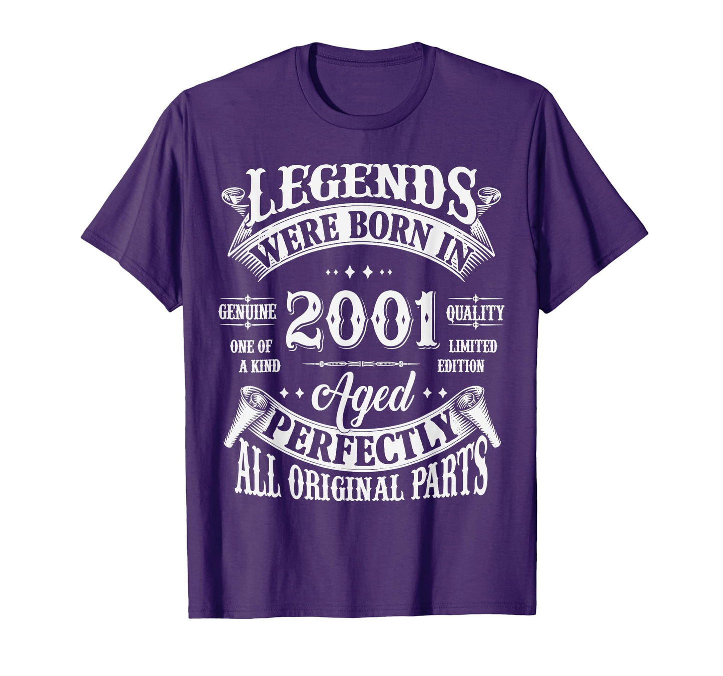 24th Birthday Tee 24 Years Old Vintage Legends Born In 2001 T-Shirt