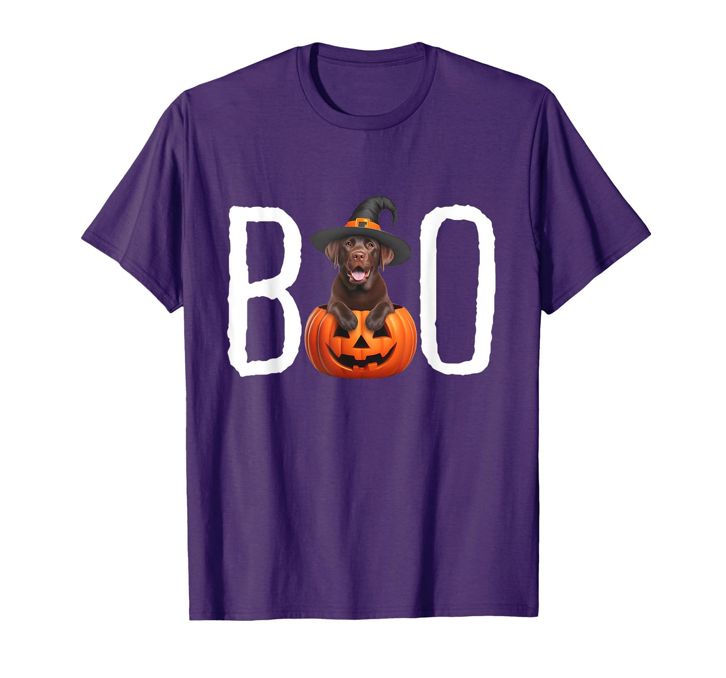 Chocolate Lab Puppy Pumpkin BOO Witch Hat Dog Halloween Dog T-Shirt for Men Women