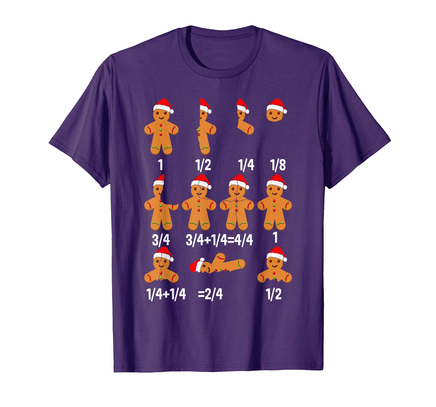 Christmas Math Teacher Equation Gingerbread With Santa Hat T-Shirt for Men Women Girls Kids