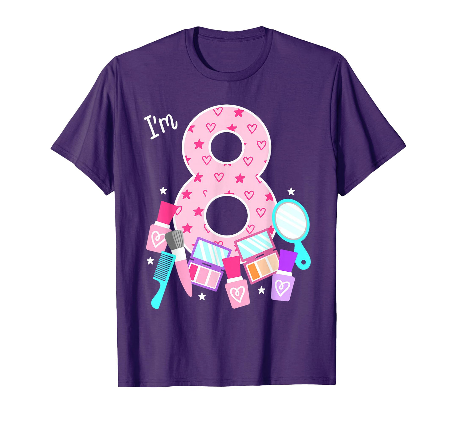Spa Birthday Party I'm 8 Girls Makeup 8th Bday Kids Toddlers T-Shirt