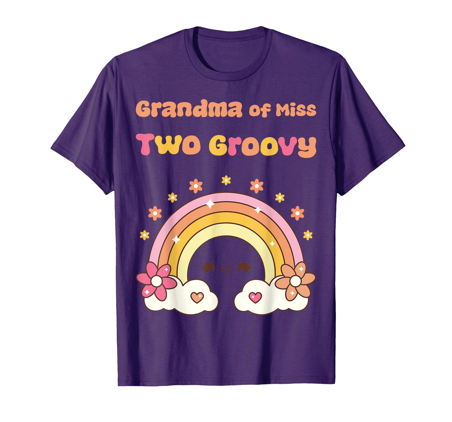 Grandma of Miss Two Groovy Boho Girl 2nd Birthday Outfit T-Shirt