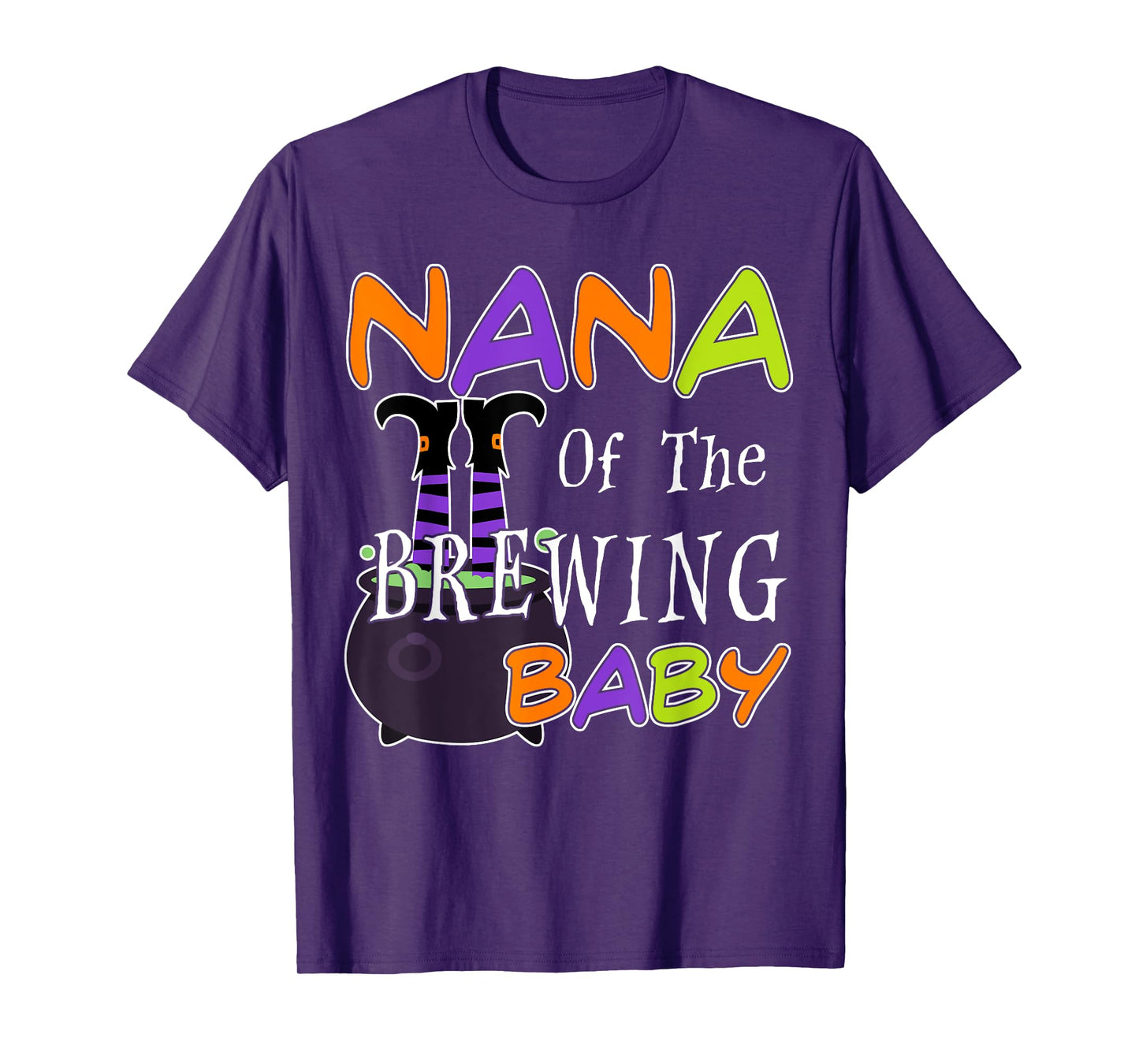 Funny Nana Of The Brewing Baby Halloween Witch Baby Shower T-Shirt