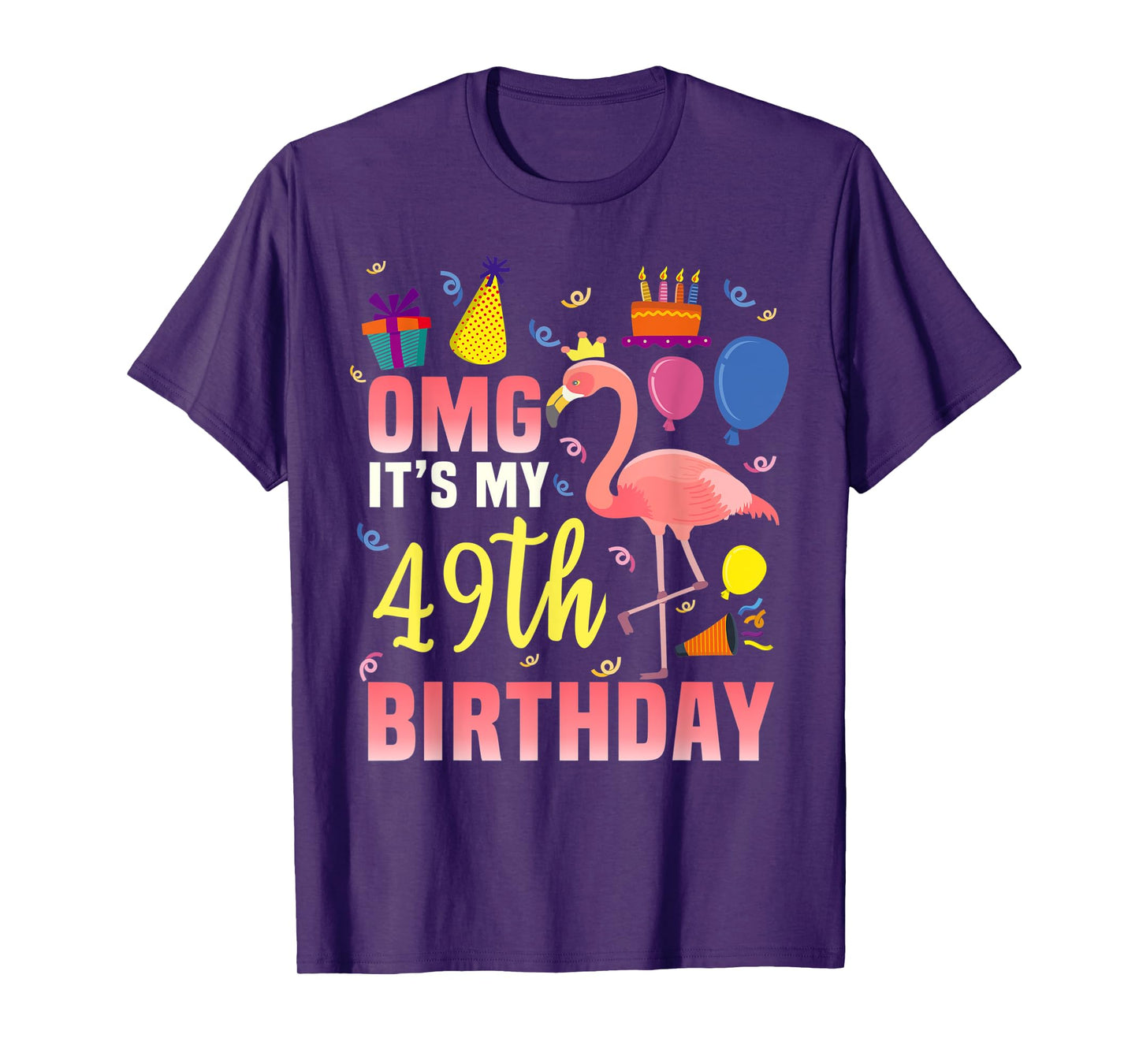 49 Year Old Women Men Gift Flamingo It's My 49th Birthday T-Shirt